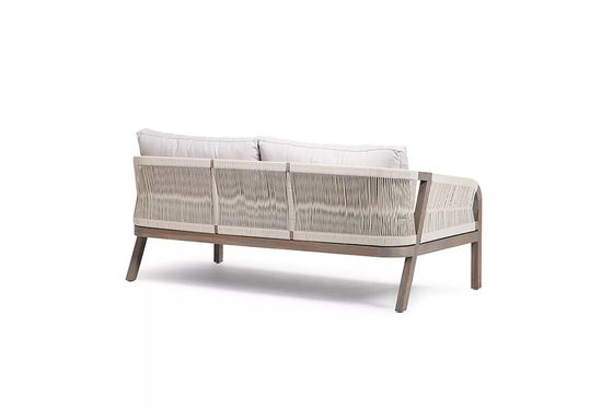 Sofá de tecido de corda Patio Set AJUNION Quadro de madeira de teca Mobiliário exterior para jardins de praia