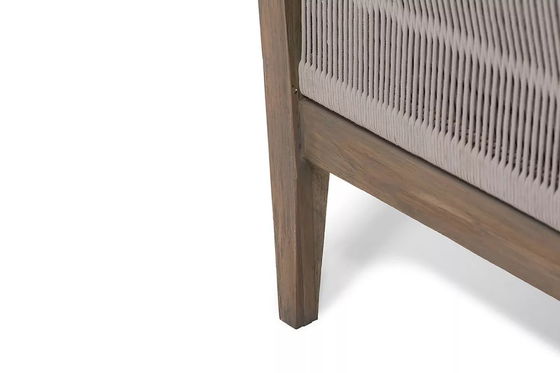 Conjunto de jardim AJUNION Luxury Teak Madeira Mobiliário para o exterior Lounge Conjunto de corda de poliéster moderno Patio Set