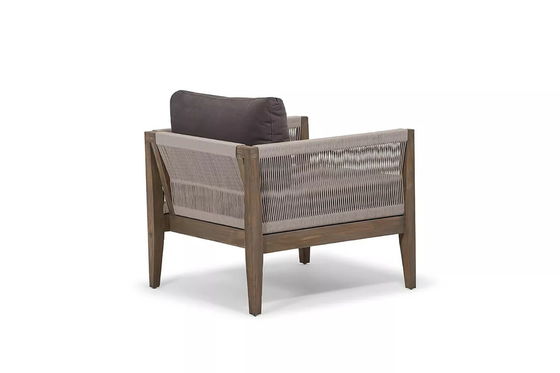 Conjunto de jardim AJUNION Luxury Teak Madeira Mobiliário para o exterior Lounge Conjunto de corda de poliéster moderno Patio Set