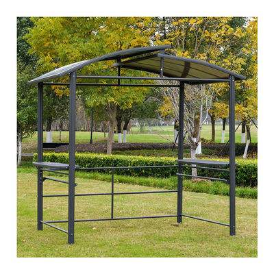 Telhado de policarbonato ventilado entrelaçado AJUNION Grill ao ar livre Gazebo com estrutura de aço 5x8