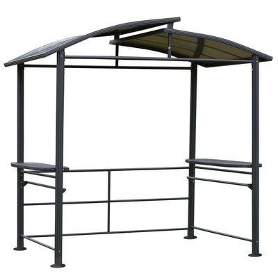Telhado de policarbonato ventilado entrelaçado AJUNION Grill ao ar livre Gazebo com estrutura de aço 5x8