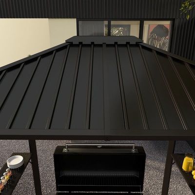 Grelhar ao ar livre 6x8 Hardtop BBQ Gazebo com 2 prateleiras laterais 102 lbs H92.5 x W96.5 x D70.9