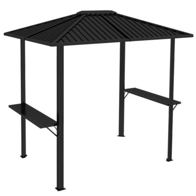 Grelhar ao ar livre 6x8 Hardtop BBQ Gazebo com 2 prateleiras laterais 102 lbs H92.5 x W96.5 x D70.9