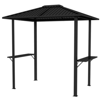 Grelhar ao ar livre 6x8 Hardtop BBQ Gazebo com 2 prateleiras laterais 102 lbs H92.5 x W96.5 x D70.9