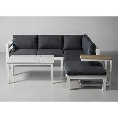Conjunto de móveis de pátio de alumínio de design moderno com mesa e conjunto de refeição ajustáveis