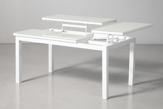 Conjunto de móveis de pátio de alumínio de design moderno com mesa e conjunto de refeição ajustáveis
