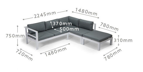 Conjunto de móveis de pátio de alumínio de design moderno com mesa e conjunto de refeição ajustáveis
