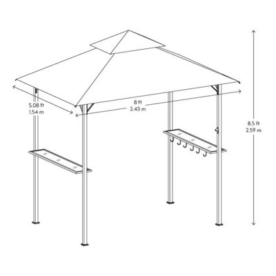Patio Grill Outdoor Gazebo Tenda AJUNION 5x8 Double Tiered Grill Canopy com estrutura de aço