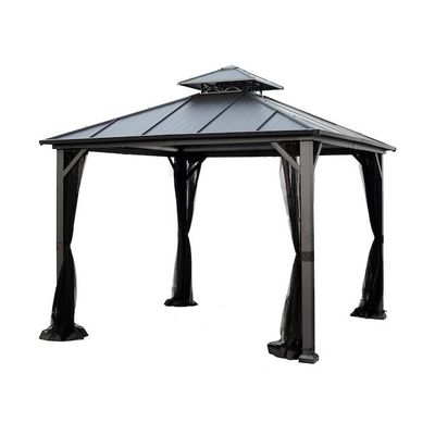 Tecido de poliéster AJUNION 10x10ft aço galvanizado telhado duplo mirante dossel com fecho fechado