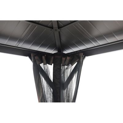 Tecido de poliéster AJUNION 10x10ft aço galvanizado telhado duplo mirante dossel com fecho fechado