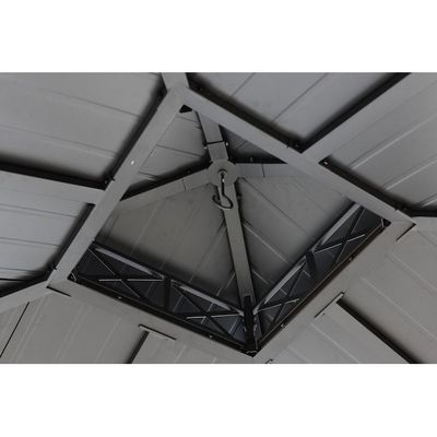 Tecido de poliéster AJUNION 10x10ft aço galvanizado telhado duplo mirante dossel com fecho fechado