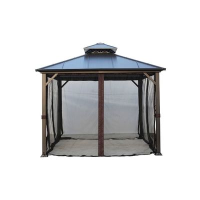 Tecido de poliéster AJUNION 10x10ft aço galvanizado telhado duplo mirante dossel com fecho fechado