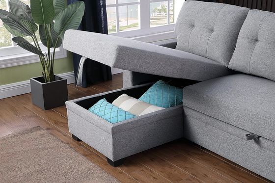 Embalagem de correio Todos os climas Tecido em forma de L Sofá seccional Sala de estar de cama Conjunto com almofadas