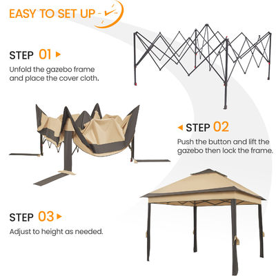 Tenda de gazebo exterior revestida em pó 3.3x3.3M Pop Up com 4 paredes laterais de malha impermeável