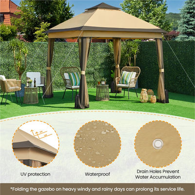 Tenda de gazebo exterior revestida em pó 3.3x3.3M Pop Up com 4 paredes laterais de malha impermeável