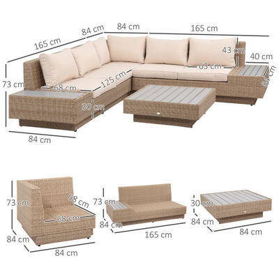 Mobiliário de pátio de lazer para o exterior Mobiliário de pátio de lazer de design moderno Sofá de esquina de rótano de vidro para jardim