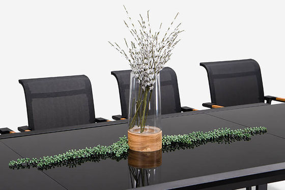 Conjunto de pátio estendível L 336,5 x W 107,5 x H 75cm AJUNION Mesa de jantar de alumínio exterior