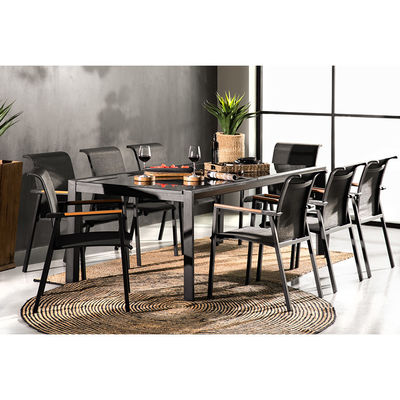 Mesa de jantar extensível de 8 lugares com poltrona em design de luxo moderno