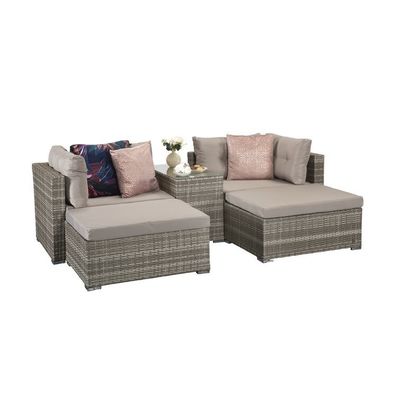 Set de salão ao ar livre com estrutura metálica AJUNION Mobiliário de jardim de rotão W52 x D56 x H87cm