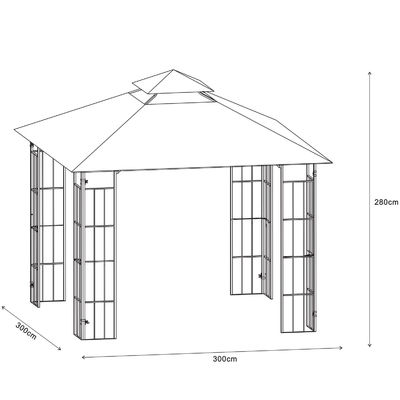 Tecido de poliéster D300 x W300 x H280cm Grill Gazebo Canopy de substituição para abrigo Patio