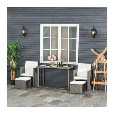 AJUNION Economização de espaço Design de móveis jardim conjunto com almofadas e PE Wicker Rattan