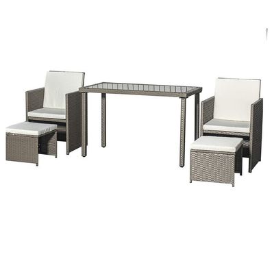 AJUNION Economização de espaço Design de móveis jardim conjunto com almofadas e PE Wicker Rattan