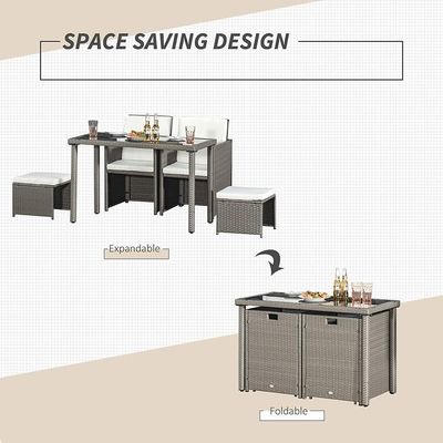 AJUNION Economização de espaço Design de móveis jardim conjunto com almofadas e PE Wicker Rattan