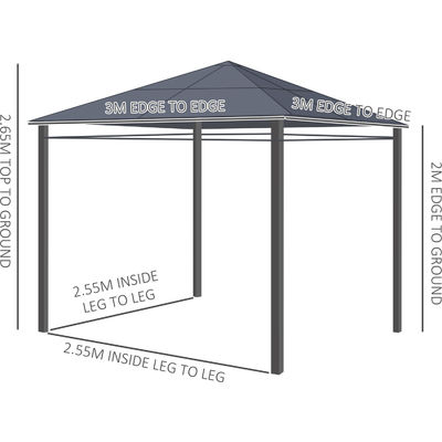 Estrutura de aço AJUNION Área exterior à prova d'água Canopy Shelter Gazebo com telhado de policarbonato