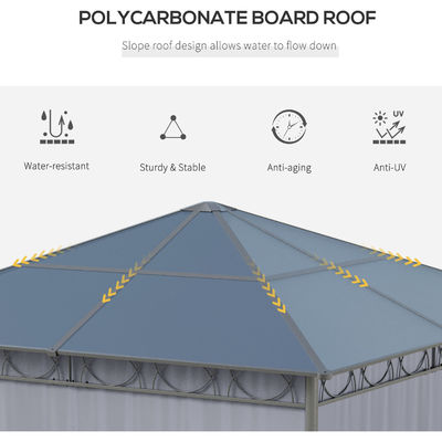 Estrutura de aço AJUNION Área exterior à prova d'água Canopy Shelter Gazebo com telhado de policarbonato