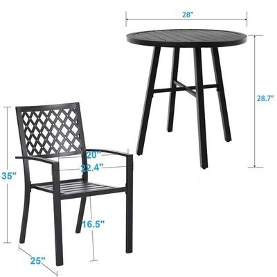 Outdoor Balcão Bistro Set Metal Mobiliário de jardim com design dobrável e 2 assentos