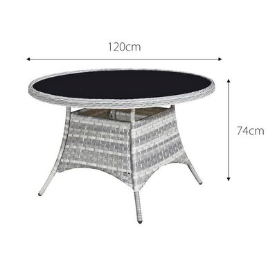 Mobiliário de exterior com mesa redonda AJUNION 4 assentos Rattan de tecido resistente a intempéries