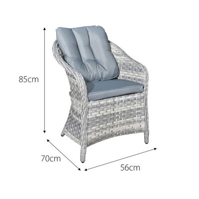 Mobiliário de exterior com mesa redonda AJUNION 4 assentos Rattan de tecido resistente a intempéries