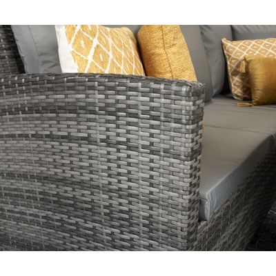 Recreação ao ar livre AJUNION 9 Assentos PE Rattan Mobiliário de Jardim Comedor com almofadas