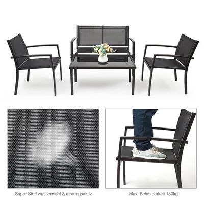 Balcão ou Patio Lounge Set Metal Frame Garden Set para relaxar ao ar livre com 4 lugares