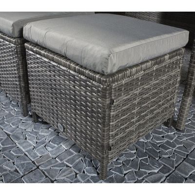 Recreação ao ar livre AJUNION 9 Assentos PE Rattan Mobiliário de Jardim Comedor com almofadas