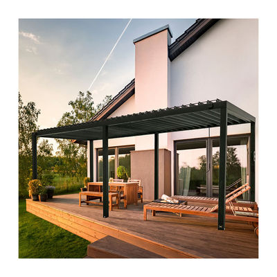 Jardim ao ar livre Pergola Bioclimática de Metal L20xW10ft com sistema de telhado impermeável