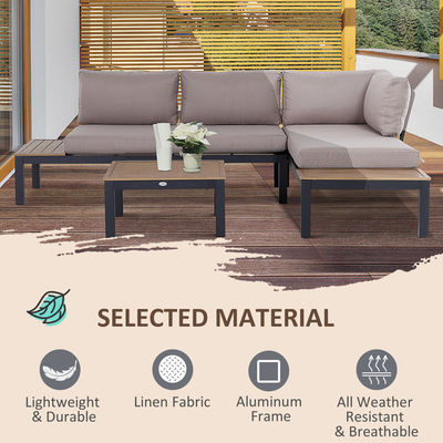 Sofá moderno em forma de L Conjunto de estrutura metálica Mobiliário exterior seccional Lounge Conjunto da AJUNION