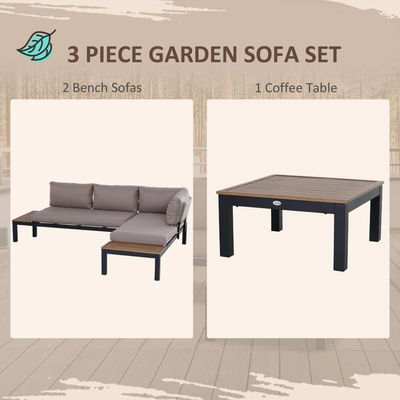 Sofá moderno em forma de L Conjunto de estrutura metálica Mobiliário exterior seccional Lounge Conjunto da AJUNION