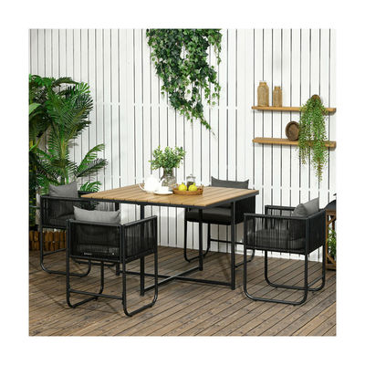 Moderno estilo de design mesa de jantar dobrável e PE poltrona de rotão móveis de pátio conjunto de refeição