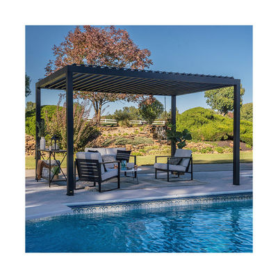 Pergola de aço de telhado à prova de chuva ajustável para espaço de área de vida exterior pesado