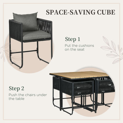 Moderno estilo de design mesa de jantar dobrável e PE poltrona de rotão móveis de pátio conjunto de refeição
