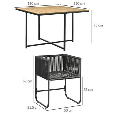 Moderno estilo de design mesa de jantar dobrável e PE poltrona de rotão móveis de pátio conjunto de refeição