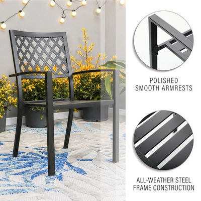 Jardim de metal conjunto por AJUNION Mobiliário exterior à prova d'água com cadeiras de jantar empilháveis