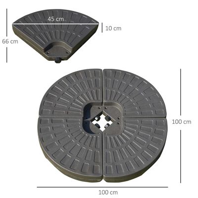 Mobiliário de exterior AJUNION 4 PCs Base de guarda-chuva redonda portátil com areia ou água preenchida