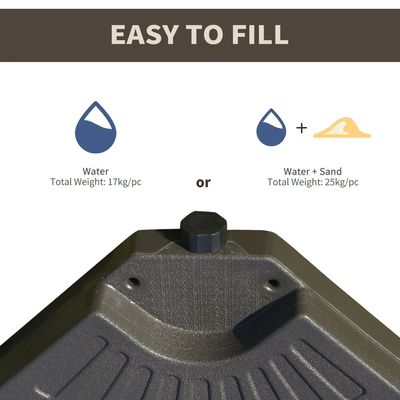 Mobiliário de exterior AJUNION 4 PCs Base de guarda-chuva redonda portátil com areia ou água preenchida