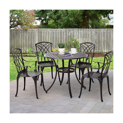 Moderno Design Estilo Quadro de Ferro Cast Alumínio Mobiliário de Jantar Conjunto com Mesa Redonda