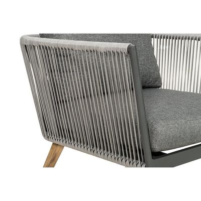 Conjunto de móveis modernos de exterior com moldura de alumínio e acabamento de grãos de madeira