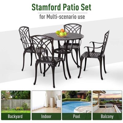 Moderno Design Estilo Quadro de Ferro Cast Alumínio Mobiliário de Jantar Conjunto com Mesa Redonda