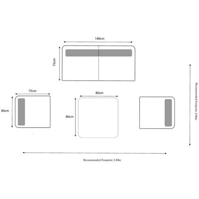 Conjunto de móveis modernos de exterior com moldura de alumínio e acabamento de grãos de madeira
