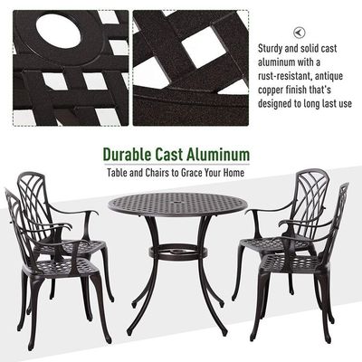 Moderno Design Estilo Quadro de Ferro Cast Alumínio Mobiliário de Jantar Conjunto com Mesa Redonda